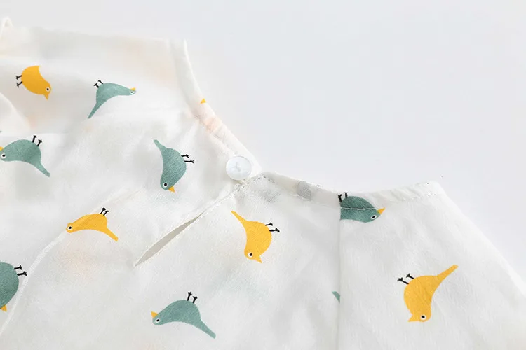 2018 Hot Summer 2 3 4 6 8 9 10Years Thin Sweet Cute Cartoon Animal Print Blouse Baby Kids Girls Short Lantern Sleeve Dress Shirt (18)