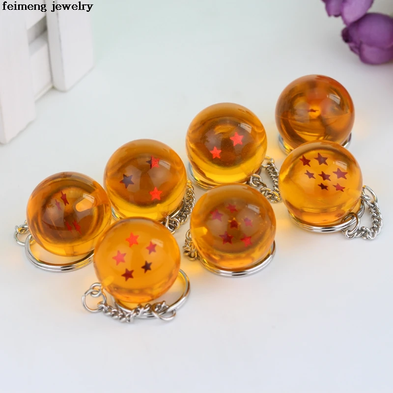

ZOEBER Animation Cartoon Dragonball Z Key Chain DBZ Cosplay Yellow Crystal Ball 1-7 Star Quality PVC Figure Toys Keyring Wholesa