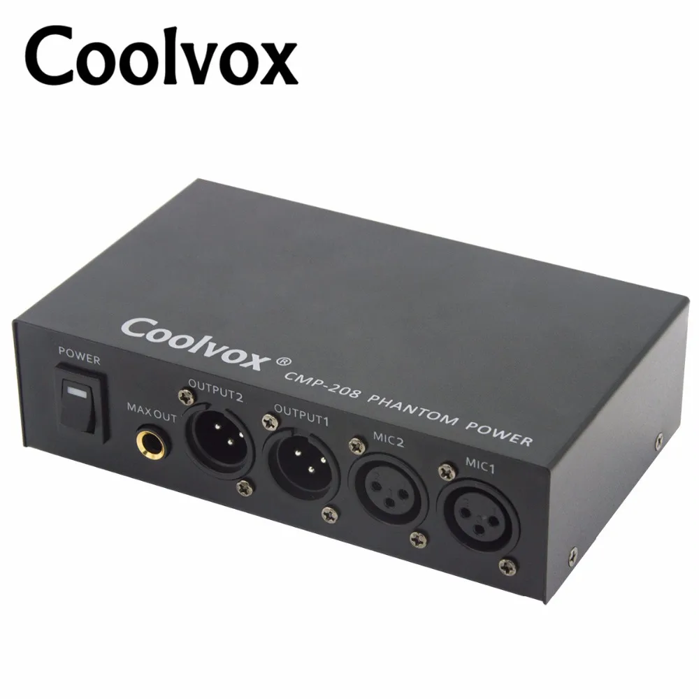 Coolvox Professional DC 48v Dual Mixed Ouput Phantom Napájecí zdroj pro kondenzátorové mikrofony Hudební záznamové zařízení 100V-250V