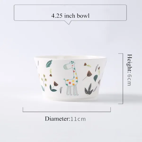 Милая Керамическая маленькая миска, Корейская белая фарфоровая миска, фруктовая Салатница, детская миска для риса, мультяшная посуда, животный узор - Цвет: D