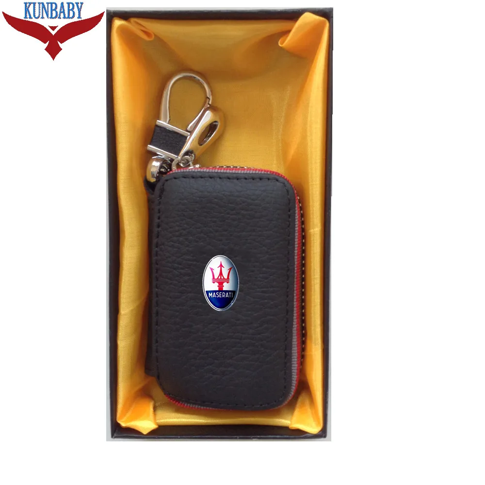 KUNBABY автомобильный стиль, высокое качество, корова, натуральная кожа, автомобильный держатель для ключей, чехол, сумка, автомобильные Чехлы, Автомобильный ключ, сумка для Maserati