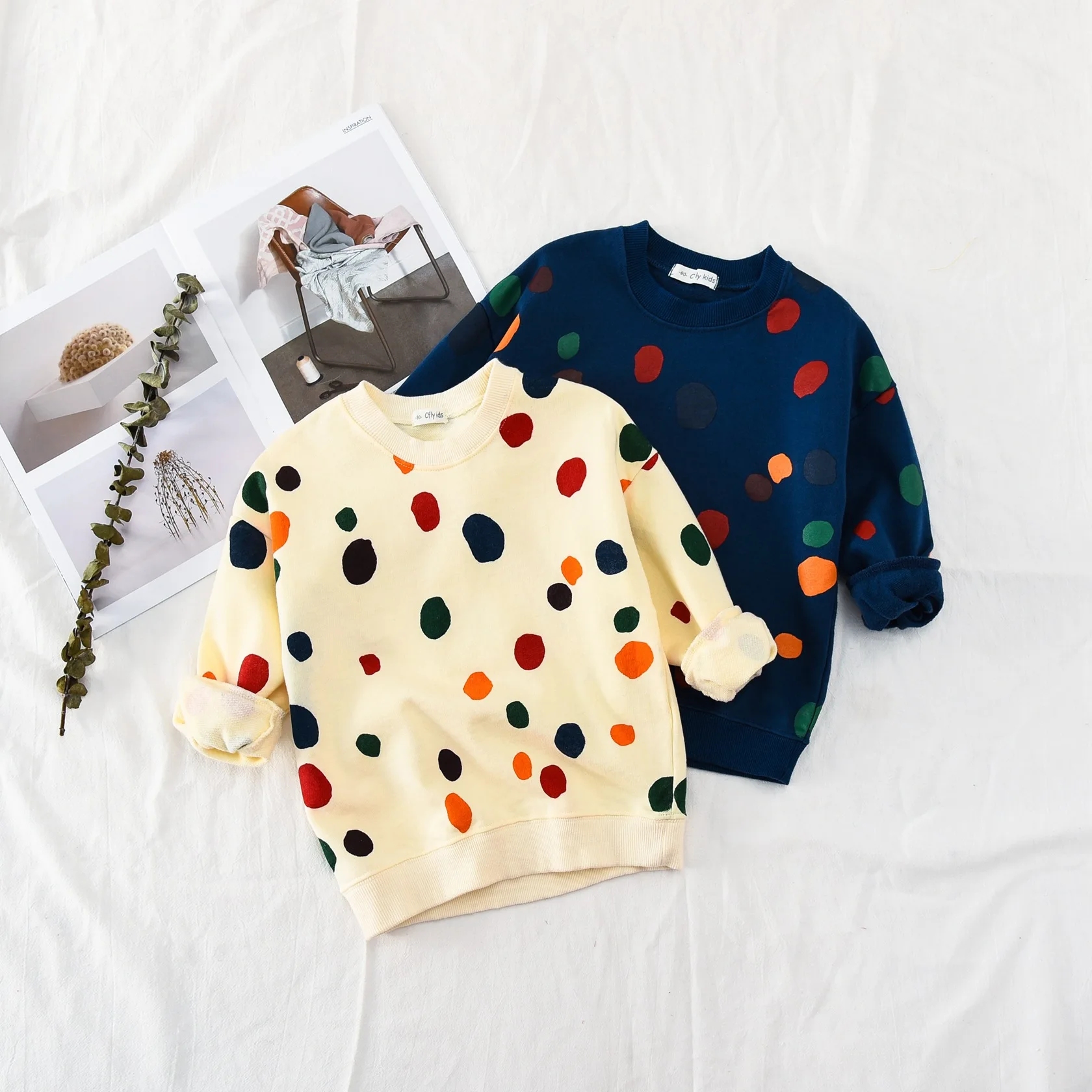 

New 2018 Autumn Boys Girl Outwear Children Long Sleeve Hoodies Colorful Polka Dot Baby Girls Hoodies Sweatshirt Children Clothes