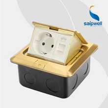 Роскошный Золотой Cu напольная розетка/Европейский стиль сосудов и интерфейс телефона скрытый разъем 16A 220 V(SPD-2F/CC1-7
