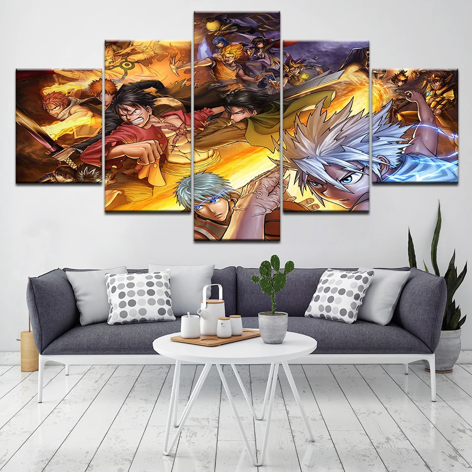 Modern HD Painting Wall Art Modular Poster 5 Panel Animal Wolf Printed Canvas Living Room Pictures Home Decoration Framework | Дом и сад