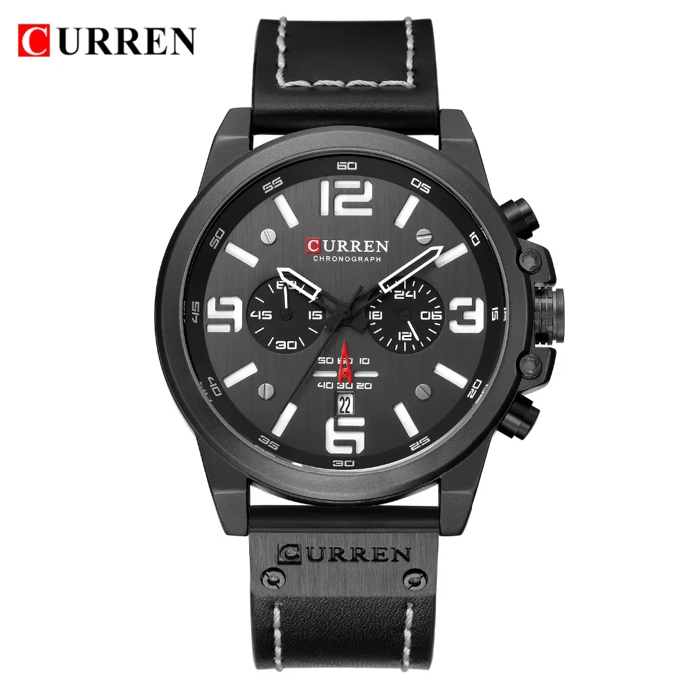 CURREN Top Brand Luxury Quartz Men Chronograph Watches Leather Strap Business Male Wristwatches Montre Men Clock Erkek Kol Saati