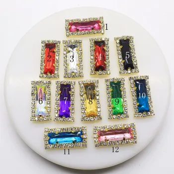 

new hot 10Pcs 13*26mm Gold rectangle Diy jewelry accessories rhinestone Acrylic flat wedding invitations necklace jewelry mix
