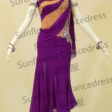 Фиолетовое платье для латинских танцев, бальное платье Rumba Jive Chacha для Бальных и латиноамериканских танцев, платье для девочек