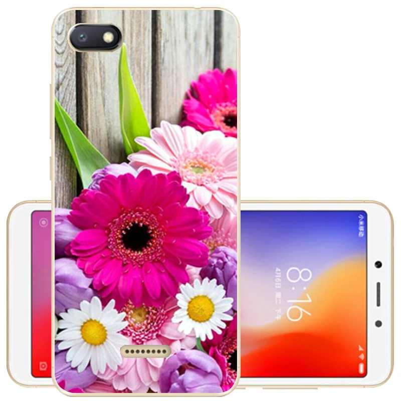 Чехол для Xiaomi Redmi 6A, 2 ГБ+ 16 ГБ, 5,45 дюйма, Ультратонкий защитный чехол из мягкого ТПУ с цветочным рисунком для Xiaomi Redmi 6, задняя крышка - Цвет: 44