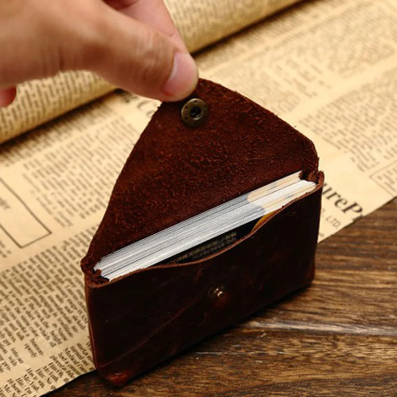 Винтажный кошелек из натуральной кожи для кредитных карт, держатель для карт, старый классический маленький кошелек для монет с защелкой, держатель для ID, чехол из мягкой кожи