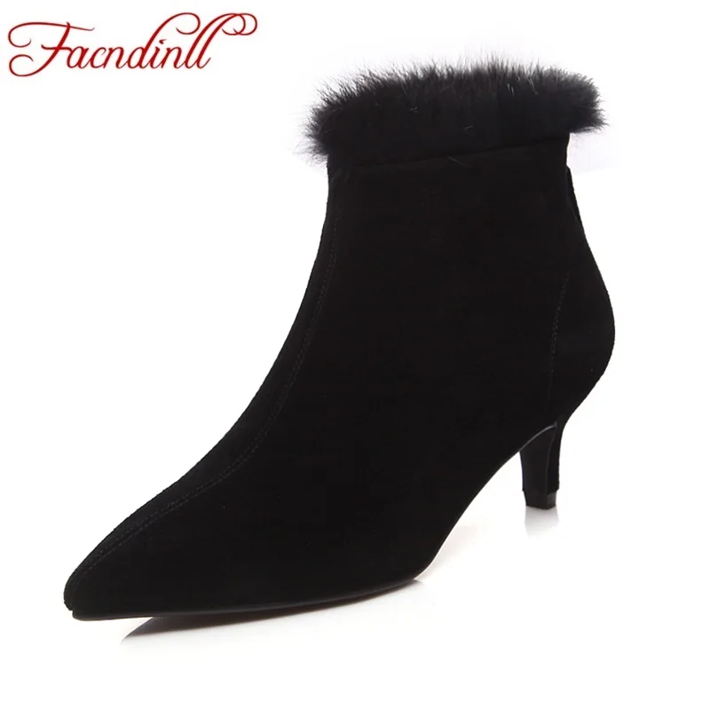 

FACNDINLL women boots new fashion 2018 autumn winter black shoes sexy high heels pointed toe shoes woman dress party ankle boots