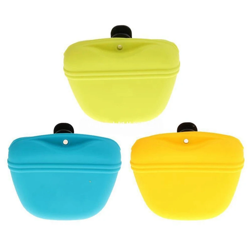 Pet Silicone Dog Portable Magnetic Dog Treat Waist Bags Pocket Food Snack Pouch Haversack Waist Bag For Outdoor Pet Training Bag