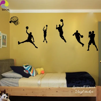 

Basketball Player Wall Sticker Dunk Game Ball Sport Wall Decal Kids Room Children Room Baby Nursery Basketball Vinyl Home Decor