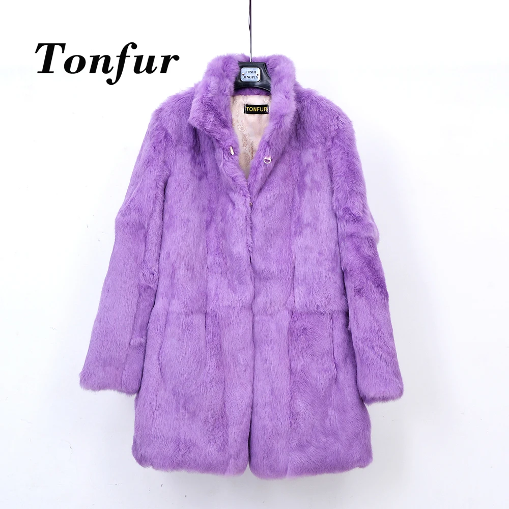 

Genuine Full Pelt Rabbit Fur Long Coat Thick Warm Customize Plus Size True Rabbit Fur Overcoat free shipping TBSR254