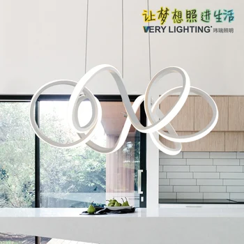 

Modern Pendant Lights For Living Room Dining Room Circle Rings Acrylic Aluminum Body LED Ceiling Lamp Fixtures