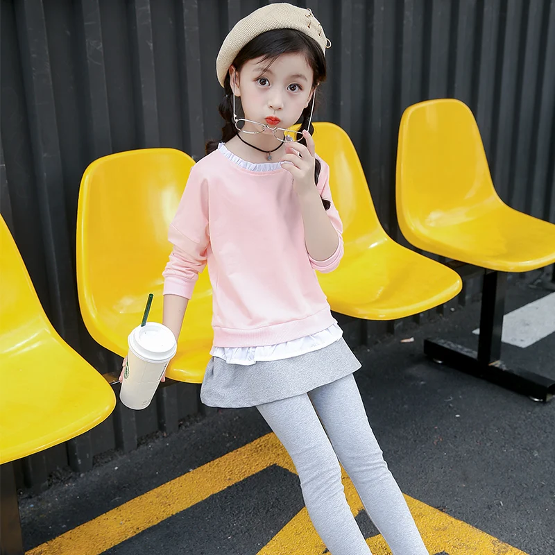 

Teenage Girls Suits Fashion Toddler Girls Clothing Sets 2018 Spring Outfit Clothes Size 4 6 12 14 Year T-shirts + Skirts Legging
