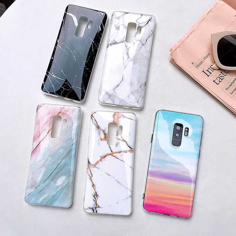 Samsung A50 Case Fashion Marble Stone Phone Cover for Samsung Galaxy A30 M10 A10 Back Cover Funda Glossy Silicone Coque Carcasa