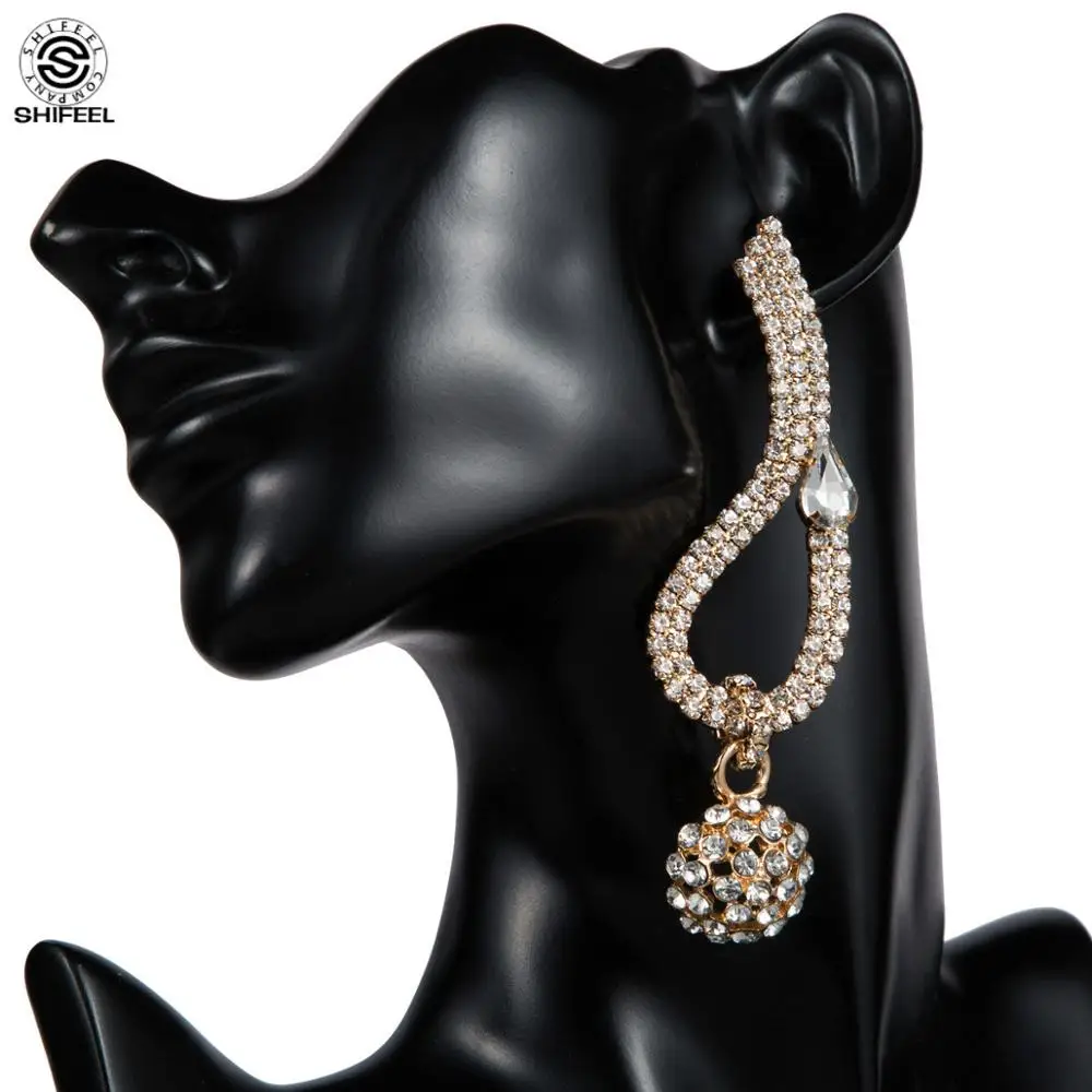 

SHIFEEL New Arrival Occident Fashion Geometric Spherical Rhinestone Claw chain Tassels Drop Earrings Long Pendients For Women