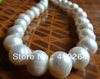 

free shipping $wholesale_jewelry_wig$18"11-13MM NATURAL SOUTH SEA GENUINE WHITE BAROQUE PEARL NECKLACE Clasp