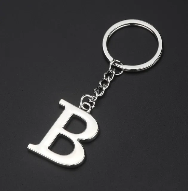 DIY A Z Letters key Chain Car For Men Silver Metal