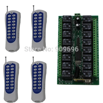 

DC24V 16CH Radio Controller RF Wireless Remote Control Switch System,4pcs Transmitter + 1pcs Receiver