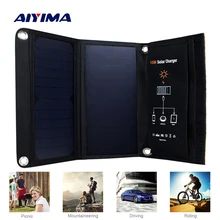 AIYIMA Portable Foldable 15W Solar Charger Powerport Sun Power Outdoor 5V Portable fast Charging Board for Phones
