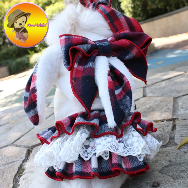 Hand Made winter autumn Dog Dress Dresses Rabbit costume Pet Skirt