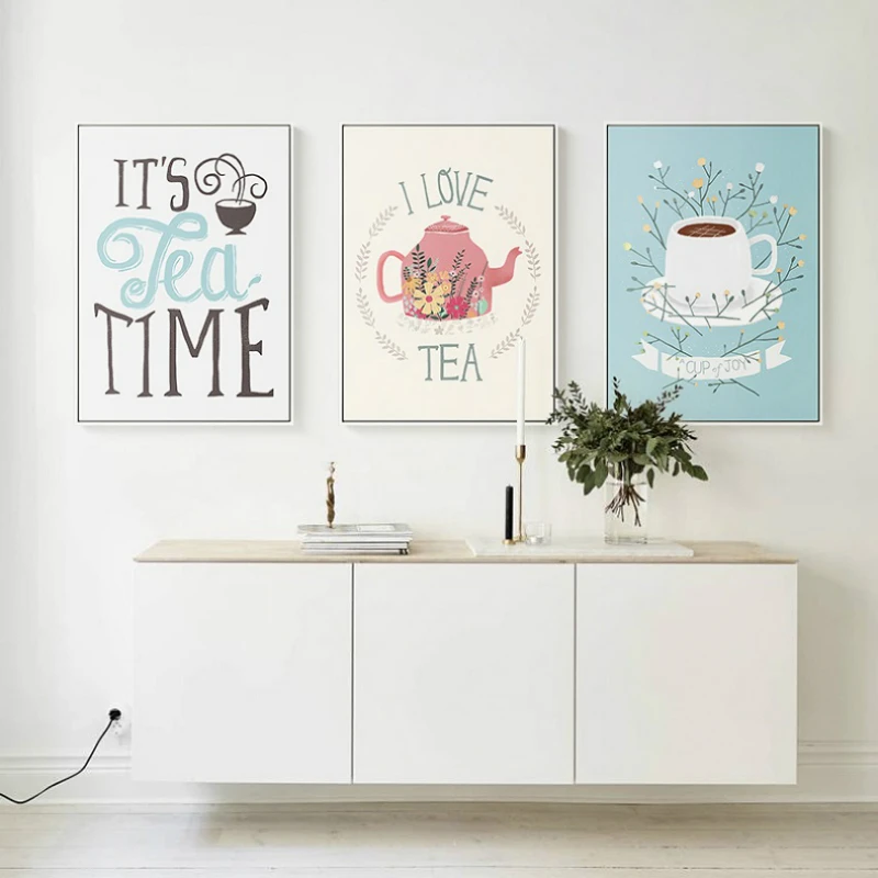

Watercolor Nordic Coffee Tea Painting By Numbers Poster Modern Canvas Print Oil Painting Wall Art Blue Picture Home Decoration