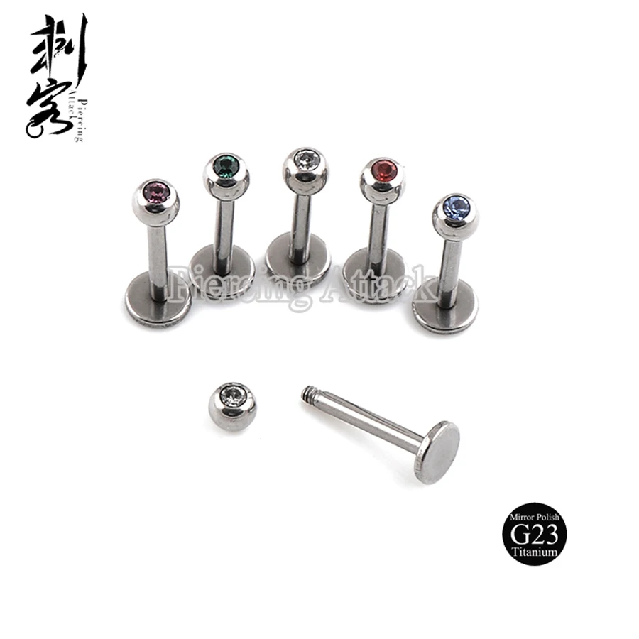 

G23 Titanium Gem Ball Monroe Labret 16 Gauge 1.2*8*3mm With 5 Colors