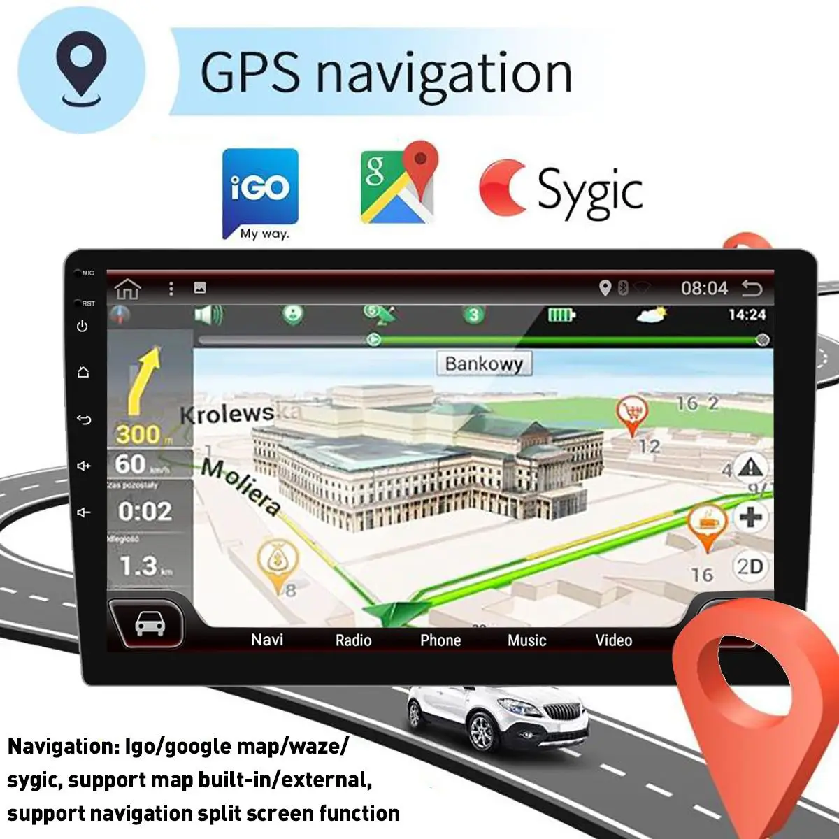  9'' Android 9.0 PX6 8 core 2Din Car Multimedia Player GPS Radio Video 4+32G bluetooth Mirror Link C