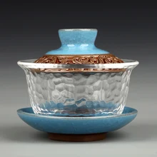 Ледяной треснутый керамический термостойкий стеклянный чайный набор кунг-фу Крышка Чаша три чаши ручной захват чаши ручной окрашенный чайный чайник