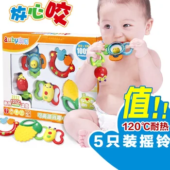 

Candice guo plastic toy baby gift colorful teether rattle mobile flower bee butterfly animal corn shape birthday present 5pc/set