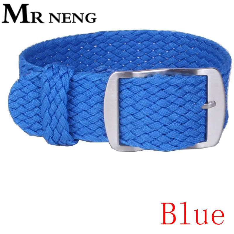 MR NENG нейлон для Perlon ремешок для часов 20 мм 22 мм браслет армейская Военная Ткань Тканые часы ремешок Пряжка ремень черный Orang - Цвет ремешка: Blue