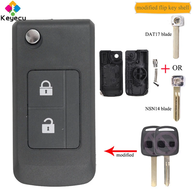 

KEYECU Modified Flip Keyless Entry Remote Car Key Shell Case - 2 Button - FOB for Subaru Outback Legacy Forester Liberty Impreza