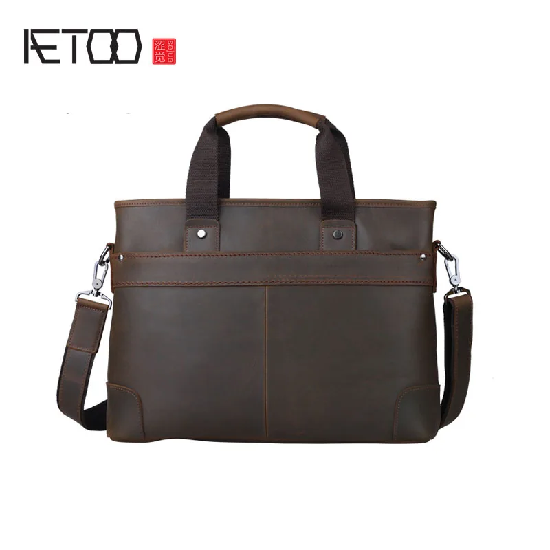 

AETOO British retro business briefcase men leather fashion handbag computer bag