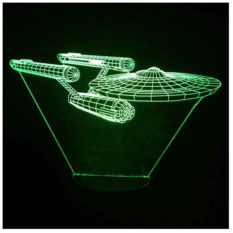 

3D visual Illusion colorful Multi-colored Change USB Touch Button LED Desk Lamp Fit Living Room Decorative (Space Ship)