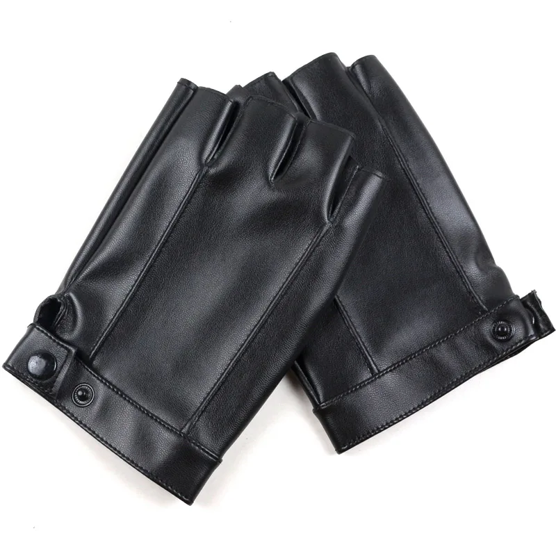 Longkeader модные перчатки с открытыми пальцами для мужчин и женщин из искусственной кожи без пальцев перчатки черные удобные перчатки для вождения Eldiven Guantes - Цвет: Black