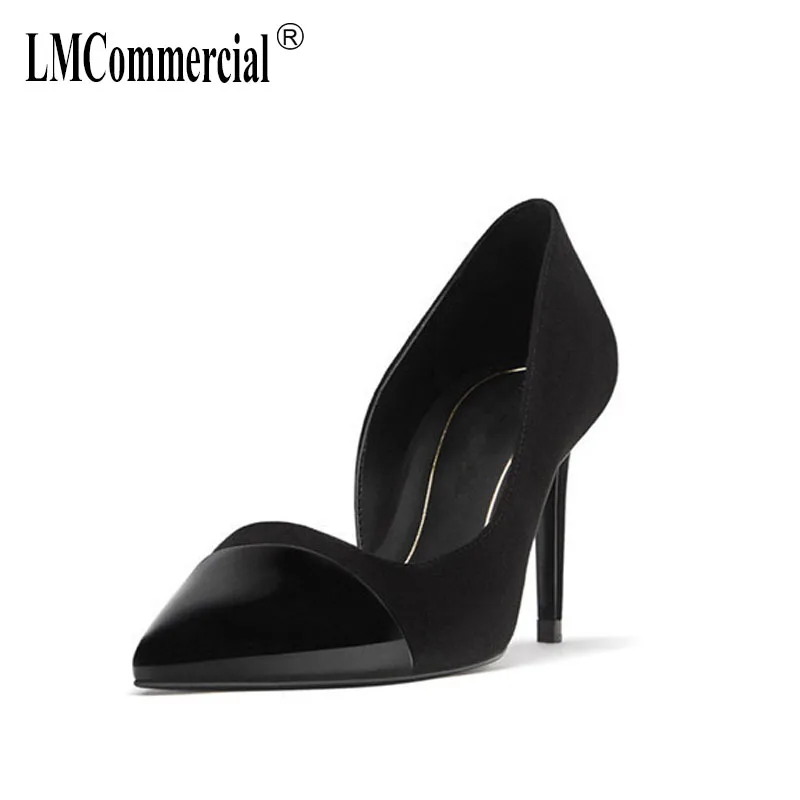

style pointed high heels thin heels shallow side hollow black job interview shoes women's single shoes women high heels black