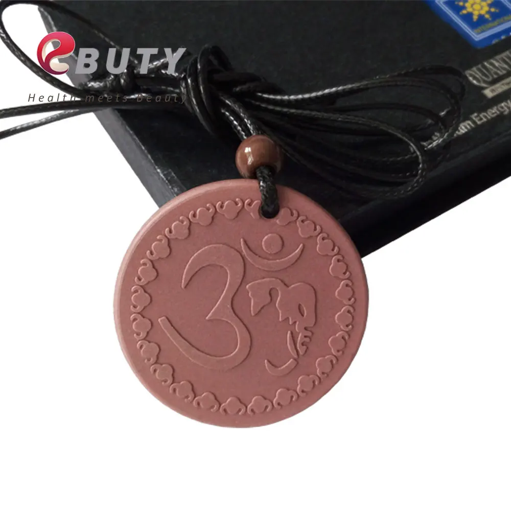 

Quantum Energy Pendant with Anion Card OM Pendant Lava Charms Necklace Red Tourmaline Stone Fashion Jewelry 2PCS/LOT