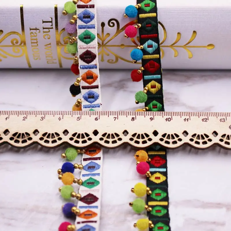 Pom Pom Trim Lace Fabric Sewing Accessories Pompoms Trim tassel Ball Fringes Ribbon Sewing Lace For DIY Craft Apparel 1Meter