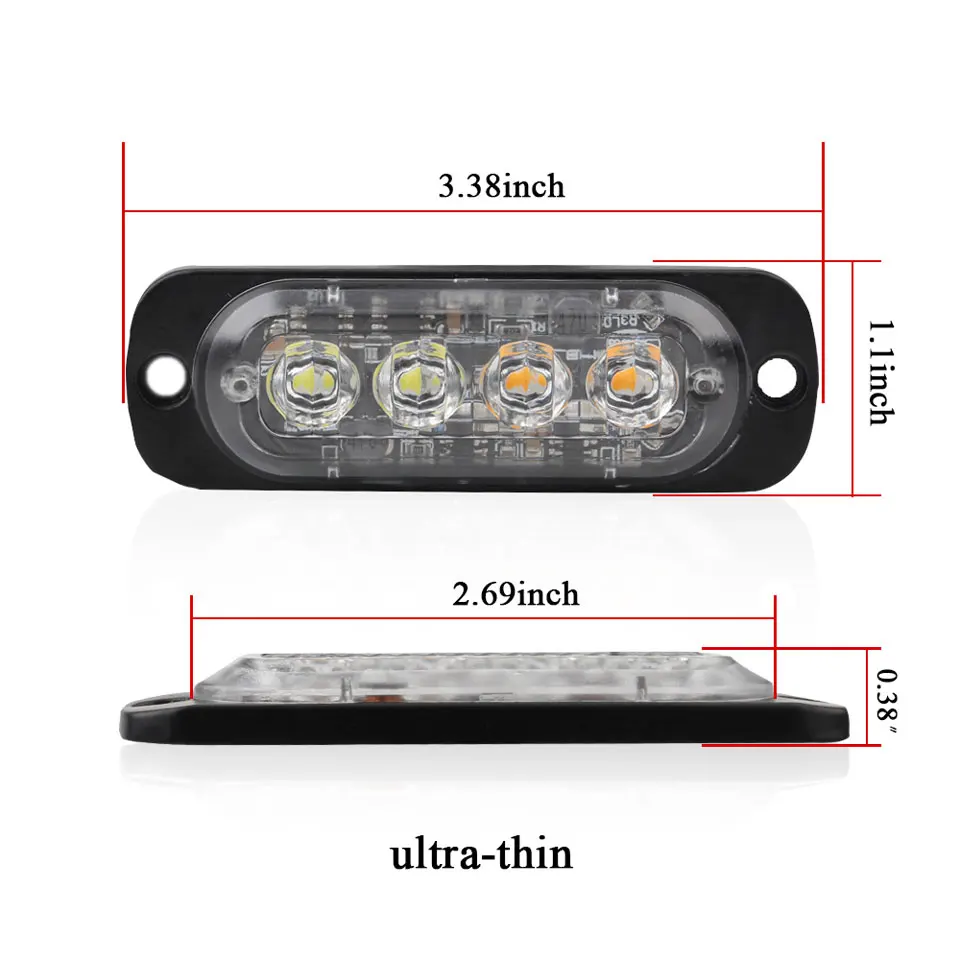 4 светодиодный мигающий проблесковый сигнальный светильник для автомобилей и мотоциклов белого и желтого цвета
