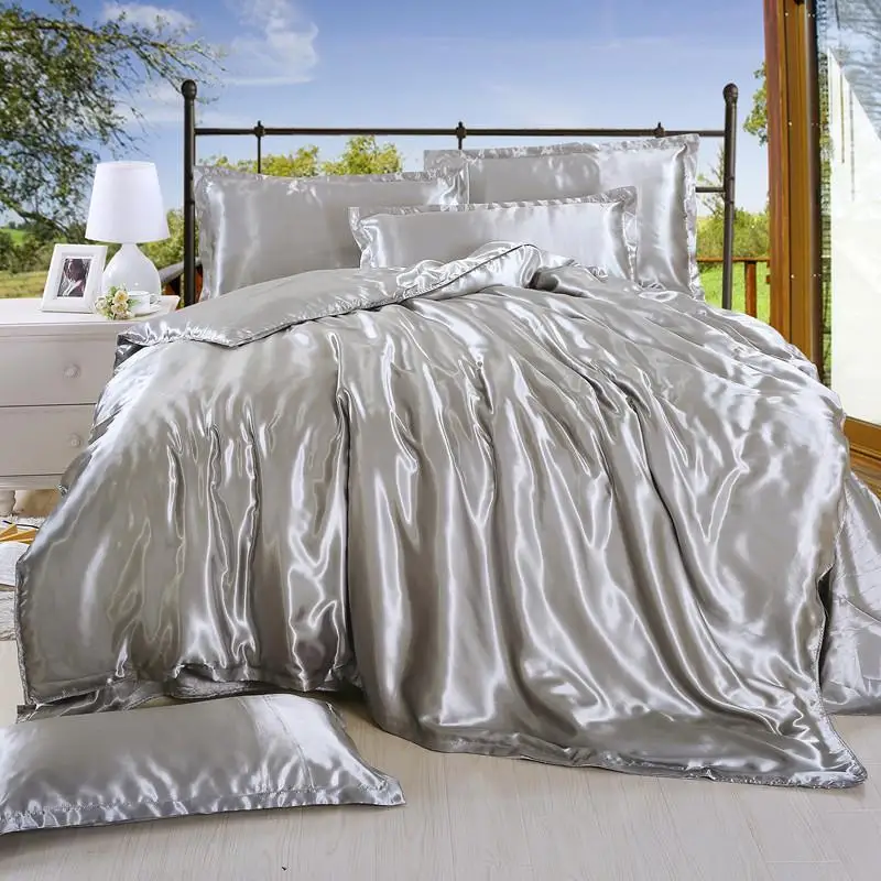 LOVINSUNSHINE раскошное одеяло покрывало набор Шелковый пододеяльник одеяло постельные принадлежности наборы король размер шелк AD03 - Цвет: 06