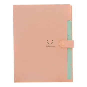 

BLEL Hot Kawaii FoldersStationery Carpeta File Folder 5layers Archivadores Rings A4 Document Bag Office Carpetas Pink