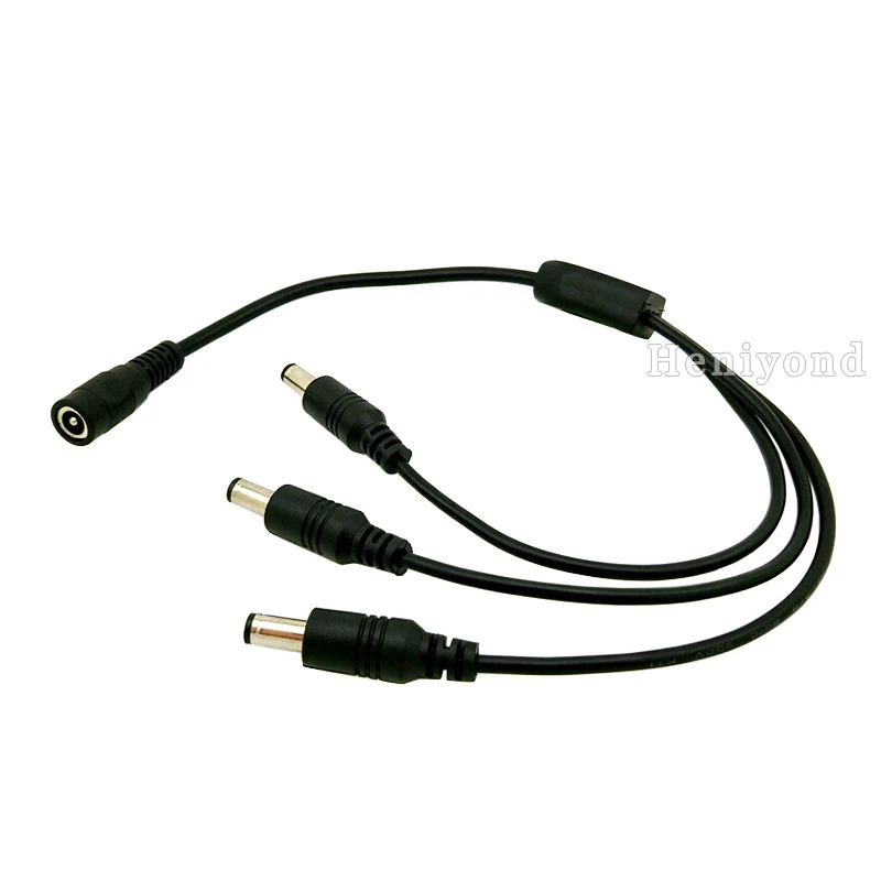 2pcs DC Power Plug 5.5mmx2.1mm 1 Female to 3 Male Splitter Adapter Connector Cable For CCTV Camera LED Strip Light free shipping