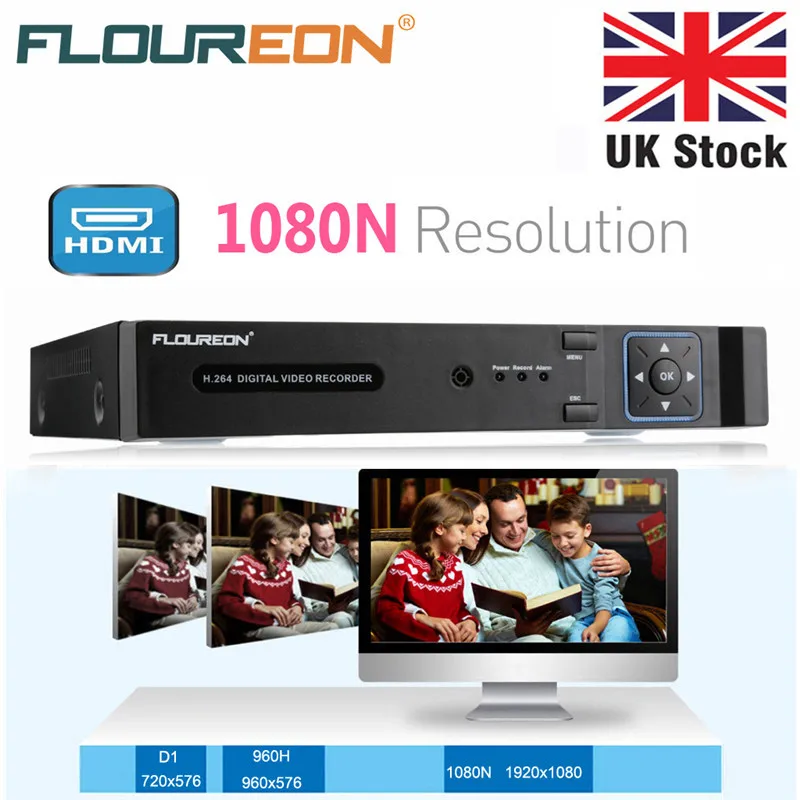 FLOUREON 8CH AHD 1080N HDMI H.264 видеонаблюдения DVR видео Регистраторы облако TVI/CVI/AHD/аналоговый Камера DVR ЕС