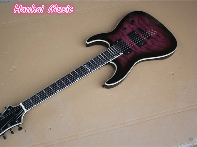 Custom Electric Guitar,Dark Purple Color with Quilted