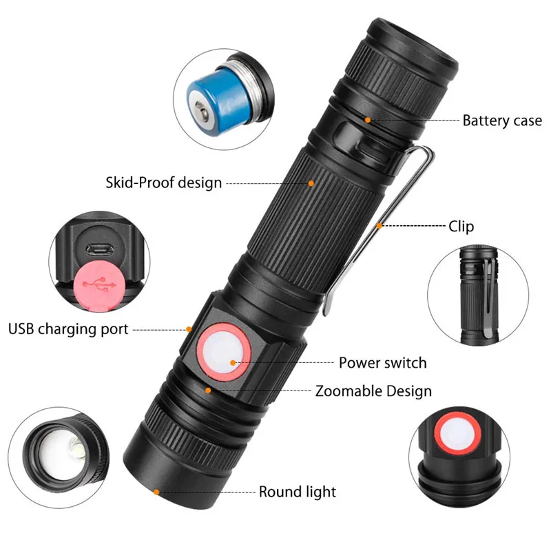 SANYI Zoomable фонарик фонарь 3 режима мощность на 1x18650 батарея охотничье освещение 2000LM портативный фонарь Кемпинг Охота