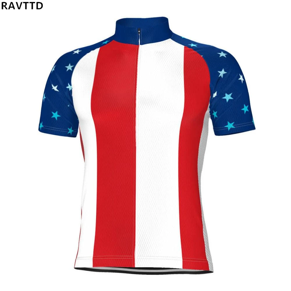 USA American Flag Pro Team Cycling Clothing short sleeves Men Cycling