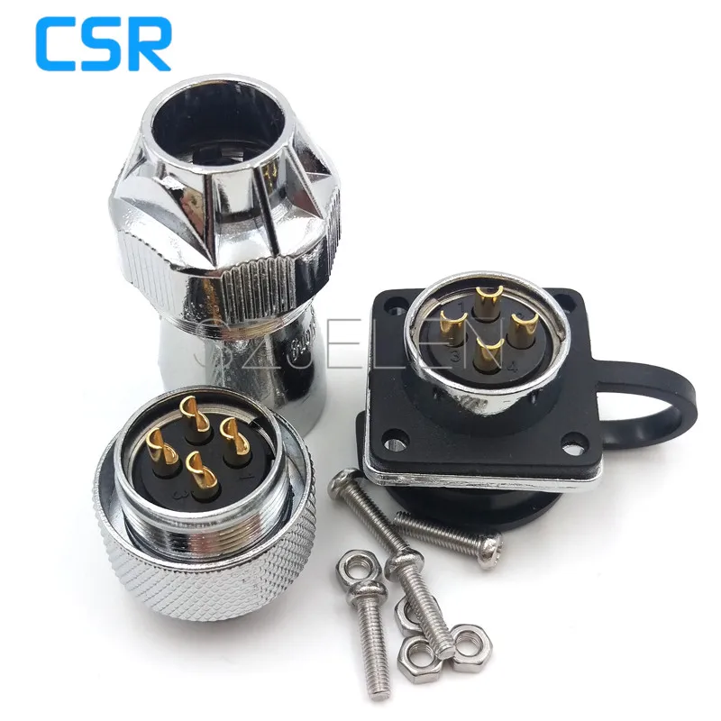 WF20 series waterproof connectors4 pin Plugs and sockets Industrial power cord connector Waterproof panel mount connector