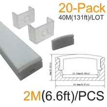6,6 футов/2 м 20 шт.(131ft/40 м) 9x17 мм Серебристый u-образный светодиодный алюминиевый профиль комплект для