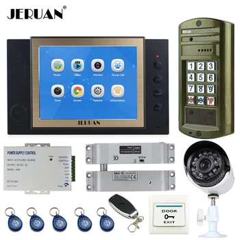 

JERUAN 8 inch Color LCD Video Door Phone Record Intercom System kit + Waterproof Password HD Mini Camera + Security camera 2V1